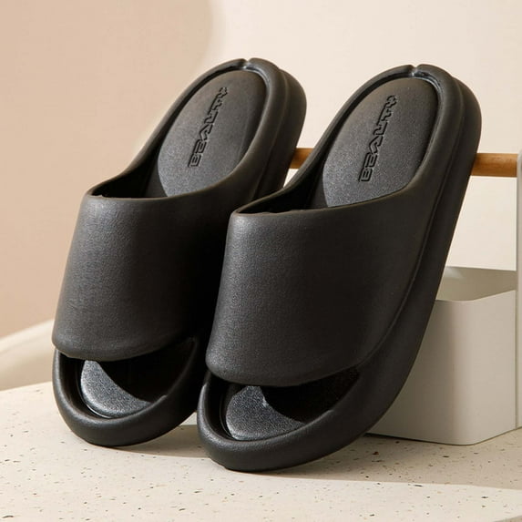 Tuobarr Womens Slides Women Men Slippers Home Couple Shoes Indoor Outside Soft Soled Slippers Black US Size 8.5