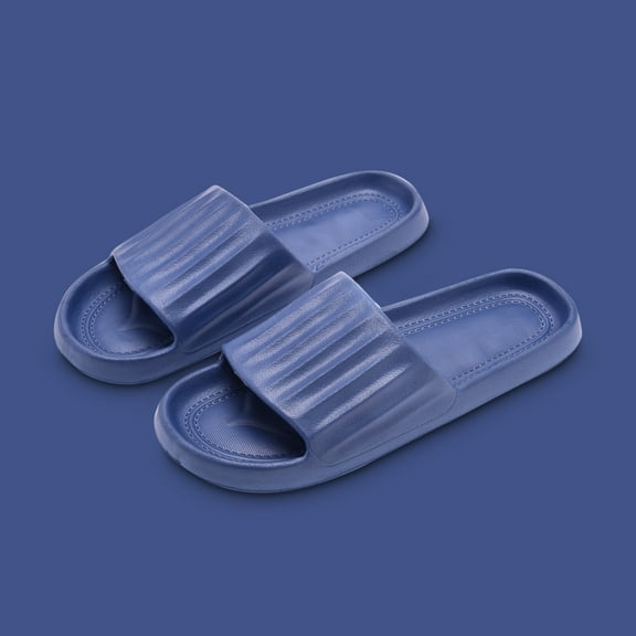 Tuobarr Womens Slides Women Men Slippers Home Couple Shoes Indoor Outside Soft Soled Slippers Dark Blue US Size 8.5