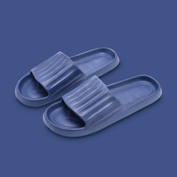 Tuobarr Womens Slides Women Men Slippers Home Couple Shoes Indoor Outside Soft Soled Slippers Dark Blue US Size 9.5