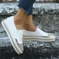 thumbnail image 1 of Tuobarr Womens Slip On Flat Shoes, Women's Fashion Color-matching Rhinestones Slip-on Loafers, Flat Skate Shoes, Flats Loafers for Women White, 1 of 5