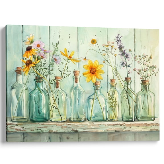 Tuohai Vintage Wildflower Canvas Wall Art Living Room Kitchen Decor 16x12 inch