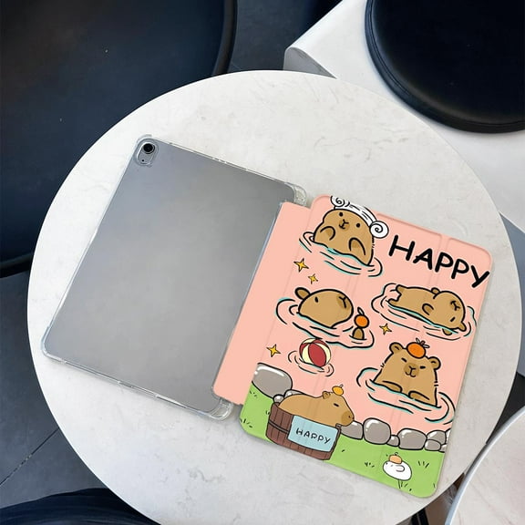 Tuohive Cartoon Capybara iPad Case for Air3(Pro2017) 10.5in Auto Wake Sleep Case Anti drop Pen Holder iPad Case