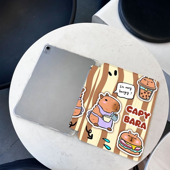 Tuohive Cartoon Capybara iPad Case for Air3(Pro2017) 10.5in Auto Wake Sleep Case Anti drop Pen Holder iPad Case