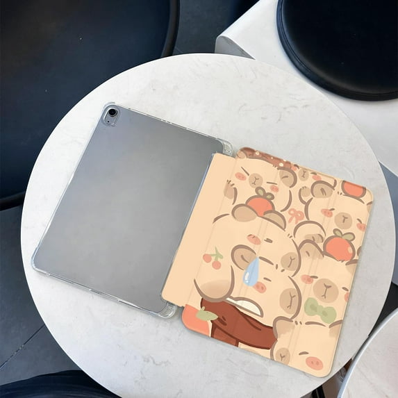 Tuohive Cartoon Capybara iPad Case for Air3(Pro2017) 10.5in Auto Wake Sleep Case Anti drop Pen Holder iPad Case