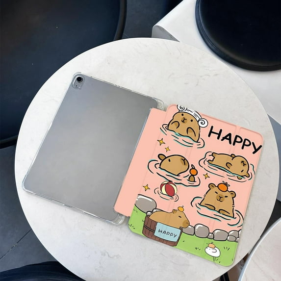 Tuohive Cartoon Capybara iPad Case for iPad Mini4/5 7.9in Auto Wake Sleep Case Anti drop Pen Holder iPad Case