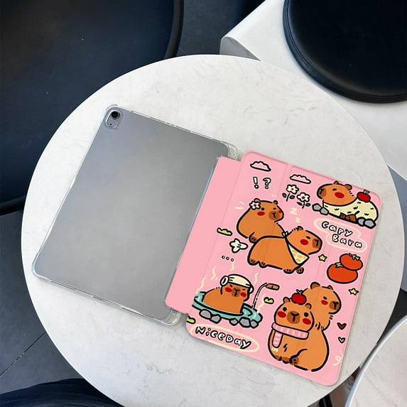Tuohive Cartoon Capybara iPad Case for iPad Mini4/5 7.9in Auto Wake Sleep Case Anti drop Pen Holder iPad Case