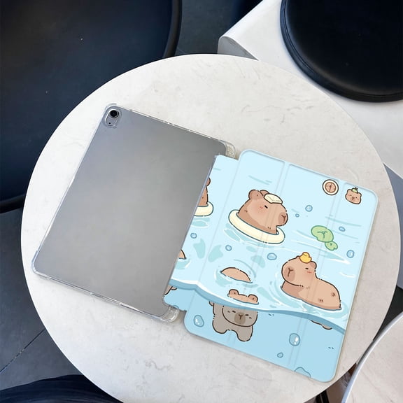 Tuohive Case for Apple iPad 9th 8th 7th Generation 10.2 inch Case Cover-Swimming Capibara
