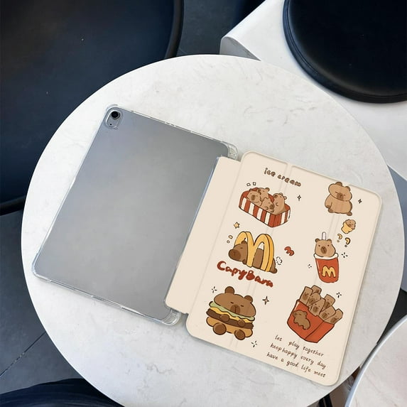 Tuohive Trifold Stand iPad Case for iPad 10th Generation(2022//2023) 10.9in Cartoon Capybara Auto Wake Sleep TPU Smart Stand Back Cover with Pencil Holder