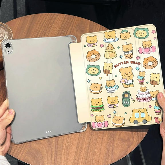 Tuohive Trifold Stand iPad Case for iPad 9th Generation/iPad 8th/iPad 7th(2021/2020/2019),10.2 inch iPad 9/8/7 Case Auto Wake Sleep TPU Smart Stand Back Cover with Pen Slot,Bear