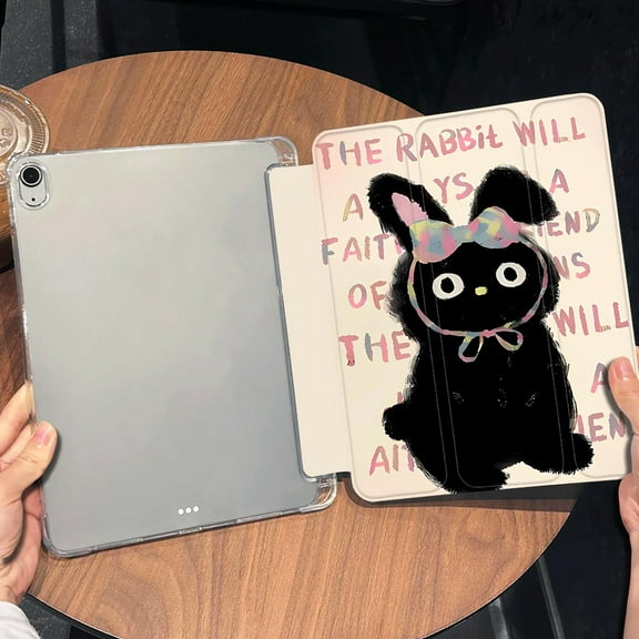 Tuohive Trifold TPU Stand iPad Case for Mini6 8.3in Auto Wake Sleep Smart Stand Back Cover with Pen Slot,Rabbit
