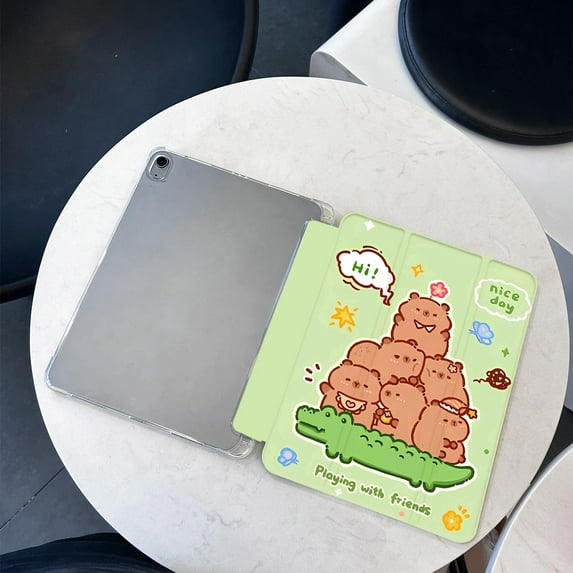 Tuohive iPad Case Cartoon Capybara iPad Case For iPad gen9 gen8 gen7 10.2 Air4 Air5 10.9 Pro11 2020/2021 Anti drop Pen Holder iPad Case