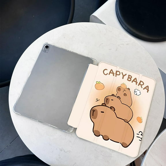 Tuohive iPad Case For iPad Gen9 Gen8 Gen7 10.2 Air4 Air5 10.9 Pro11 2020/2021 Anti drop with Pencil Holder Cartoon Capybara