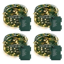 Tuojing Christmas String Lights,  18ft 50 LED Battery Operated Fairy Lights with 8 Modes,  for Indoor Outdoor Waterproof Lights,4 PACK