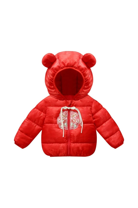 1-6T Girls Boys Cute Winter Down Coat Toddler Lightweight Puffer Jacket Hooded Zip Up Bubble Coats Warm Outerwear