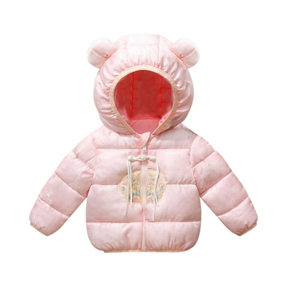 Tuosodrolic 1-6T Girls Boys Cute Winter Down Coat Toddler Lightweight Puffer Jacket Hooded Zip Up Bubble Coats Warm Outerwear