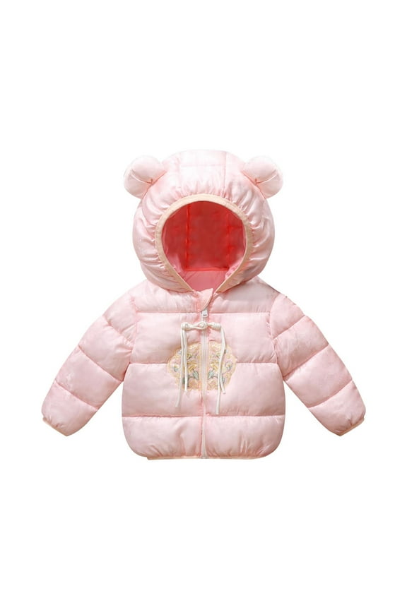 1-6T Girls Boys Cute Winter Down Coat Toddler Lightweight Puffer Jacket Hooded Zip Up Bubble Coats Warm Outerwear