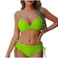 thumbnail image 1 of Tuosodrolic Bikini Set for Women Swimsuits 2 Piece Bathing Suits V Neck Push Up Swim Tops and Drawstring Thongs Swimwear Traje de Baño para Mujer Bañadores Beach Wear, 1 of 4