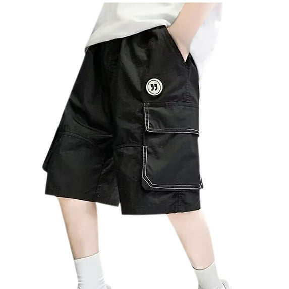 Tuosodrolic Boy's Cargo Shorts Casual Cotton Shorts with Multi-Pockets Elastic Waist Camo Shorts Trendy Baggy Shorts