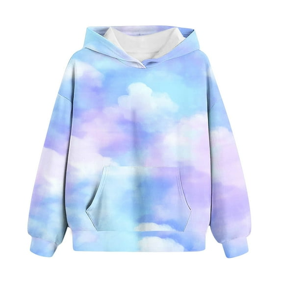 Tuosodrolic Girls Pullover Hoodie Comfy Oversized Sweatshirts with Hood Tie Dye Long Sleeve Pullover Tops Fashion Casual Sweatshirt Sizes 4-13T