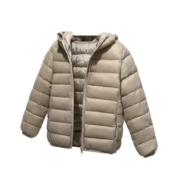 Tuosodrolic Kids Boy Girl Winter Hooded Puffer Jackets Lightweight Windproof Down Coat Solid Zipper Jacket Coats Padded Outerwear