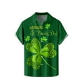thumbnail image 1 of Tuosodrolic Mens St.Patrick's Day Shirt Irish Clover Print Casual Short Sleeve Hawaiian Button Up Shirts Graphic Tees Top, 1 of 4