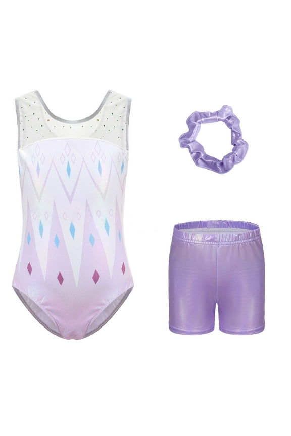 Mono Lentejuelas de Danza para Niña Leotardo Gimnasia Ritmica Maillot de Patinaje Artístico Mono de Baile Competición