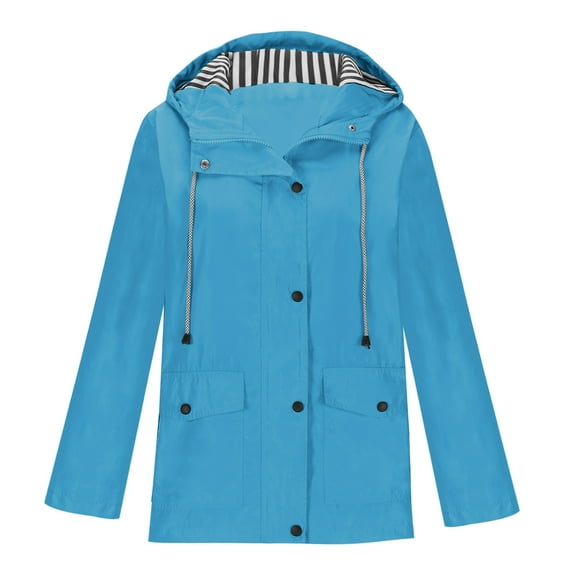 Tuosodrolic Plus Size Rain Jakcets Women Waterproof Rain Coats with Hood Zip Up Hoodies Outdoor Windproof Raincoats with Pockets, Plus Size Jackets with Hood Waterpoof Hiking Jackets