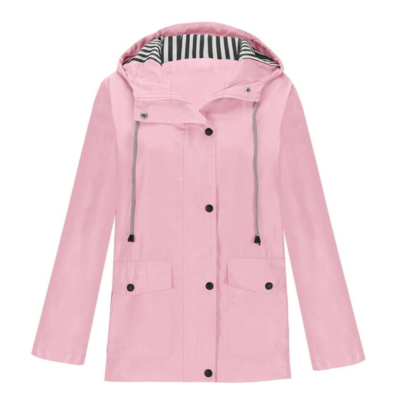 Tuosodrolic Plus Size Rain Jakcets Women Waterproof Rain Coats with Hood Zip Up Hoodies Outdoor Windproof Raincoats with Pockets, Women's Rain Coats with Hood, Women Raincoats