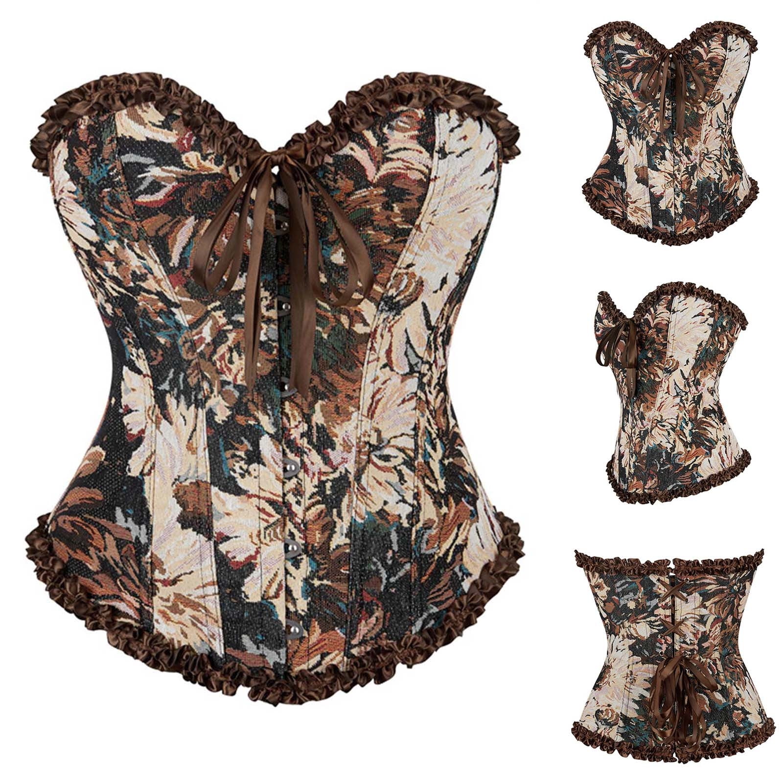 Tuosodrolic Renaissance Corsets for Women Vintage Floral Bustier Tops