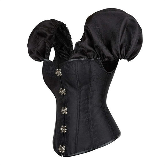 Tuosodrolic Steampunk Corset for Womens Puff Sleeve Corset Tops Renaissance Bustier Tops Overbust Boned Corsets Gothic Bodice Camis, Back Lace Up Corsets for Women Overbust Body Shaper