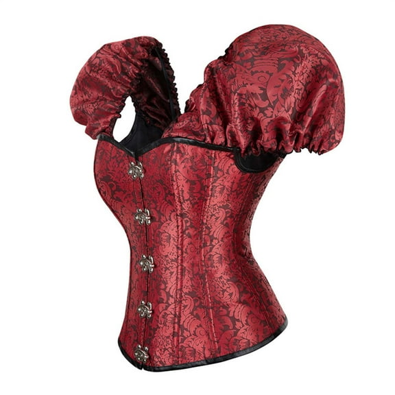 Tuosodrolic Steampunk Corset for Womens Puff Sleeve Corset Tops Renaissance Bustier Tops Overbust Boned Corsets Gothic Bodice Camis, Bustier Corsets for Women, Women's Bustiers & Corsets
