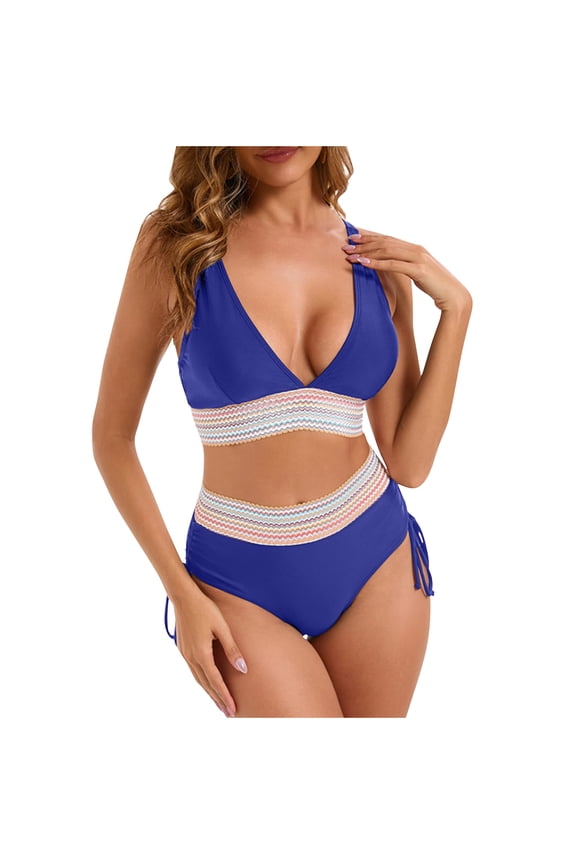 Swimsuits for Women 2025 Bikini Sets Boho 2 Piece Bathing Suits Tummy Control Swimwear V Neck Swim Tops and Bottoms Cruise Wear Traje de Baño para Mujer Bañadores Beach Wear