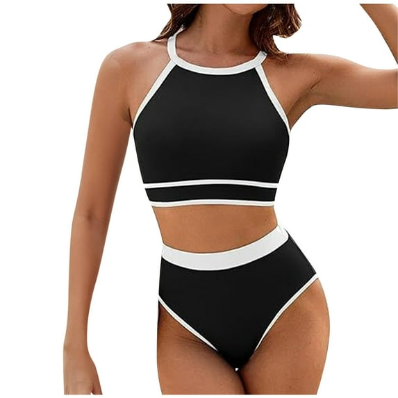 Tuosodrolic Women's High Waisted Bikini Sets 2 Piece Bathing Suits Sporty Swimsuits Adjustable Strap Swim Top and Bottoms Swimwear Traje de Baño Para Mujer Bañadores Beachwear