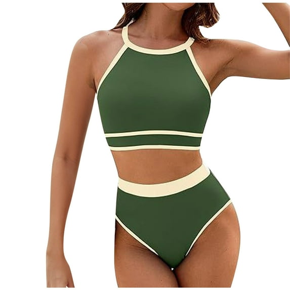 Tuosodrolic Women's High Waisted Bikini Sets 2 Piece Bathing Suits Sporty Swimsuits Adjustable Strap Swim Top and Bottoms Swimwear Traje de Baño Para Mujer Bañadores Beachwear