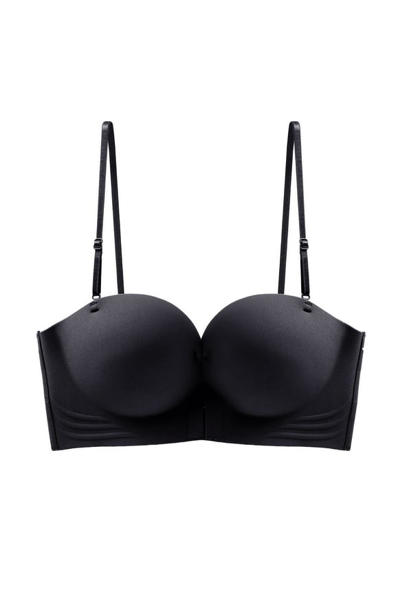 Women's Non-Slip Front Closure Strapless Balconette, Anti-Sagging Seamless Bra, Push up Full Support Bras with Strap