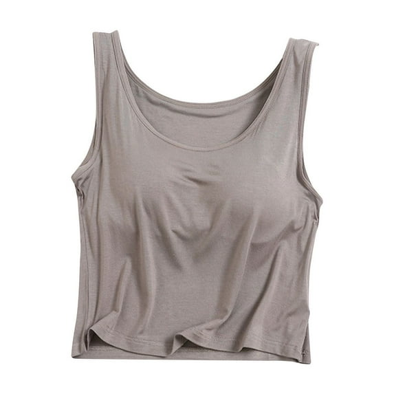 Tuosodrolic Womens Camisole Tops Built in Bra Cotton Pajama Tops Padded Tank Tops Sleeveless Lounge Shirts Casual Tunic Shirts