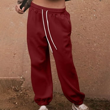 Tuosodrolic Womens Fall Sweatpants Fleece Casual Pants Drawstring Joggers with Pocket High Waisted Baggy Pants Comfy Lounge Pants