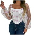 thumbnail image 1 of Tuosodrolic Womens Floral Corset Tops Mesh Long Sleeve Bustier Tops Vintage Renaissance Crop Tops Boned Cami Tops Medieval Top, 1 of 6