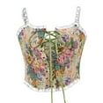 thumbnail image 1 of Tuosodrolic Womens Renaissance Corset with Strap Floral Bustier Tops Lace Up Bodice Vintage Boned Camis Overbust Body Shaper, Y2k Crop Tops for Women Retro Embroideried Corset Bustier, 1 of 3