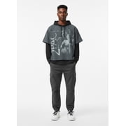 Tupac Mens Layered Look Graphic Tee with Long Sleeve Hoodie, Sizes XS-3XL