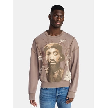 Tupac Men's and Big Men's Crewneck Sweatshirt with Long Sleeves, Sizes XS-3XL