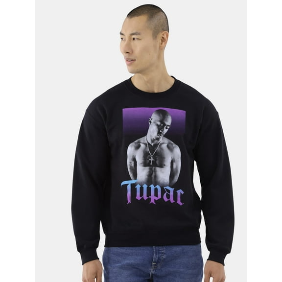 Tupac Men's & Big Men's Shadow Cross Graphic Pullover Sweatshirt with Long Sleeves, Sizes S-3XL