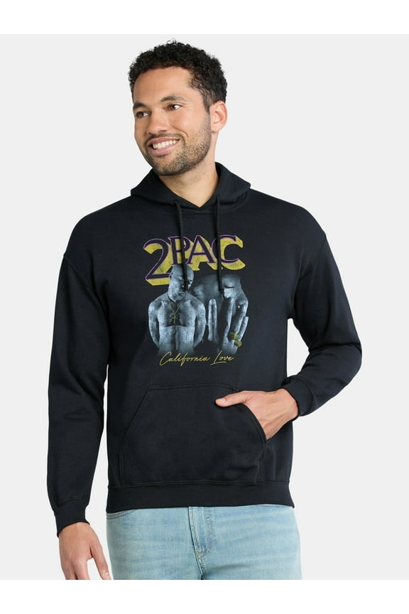 Tupac Men's and Big Men's California Love Graphic Hoodie with Long Sleeves, Sizes S-3XL