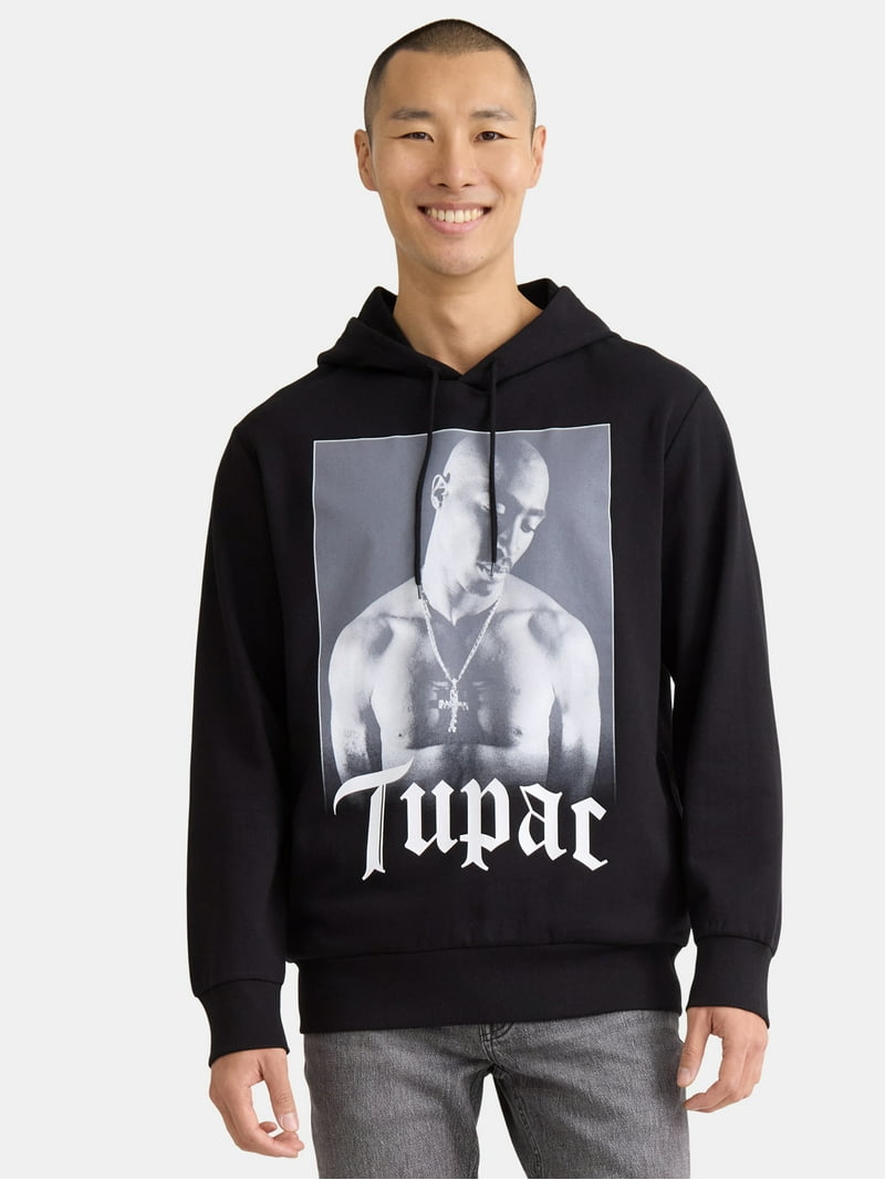 Tupac Old English Men's & Big Men's Graphic Hooded Sweatshirt with