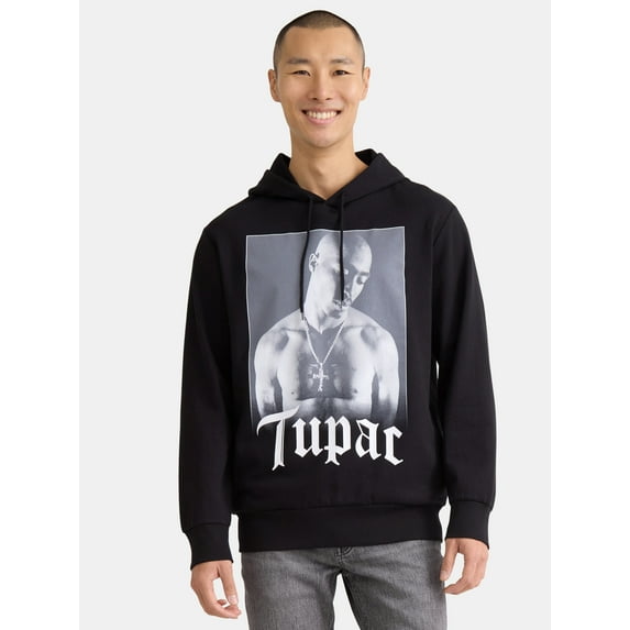 Tupac Old English Men's & Big Men's Graphic Hooded Sweatshirt with Long Sleeves, Sizes S-3XL