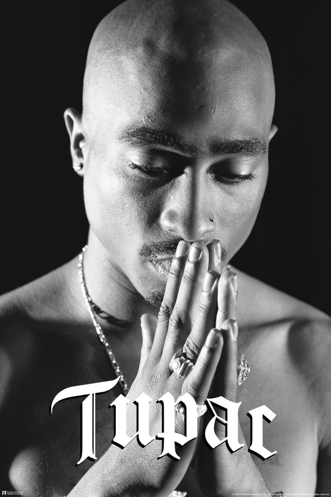 Tupac Praying Black and White 12x18 Framed Poster