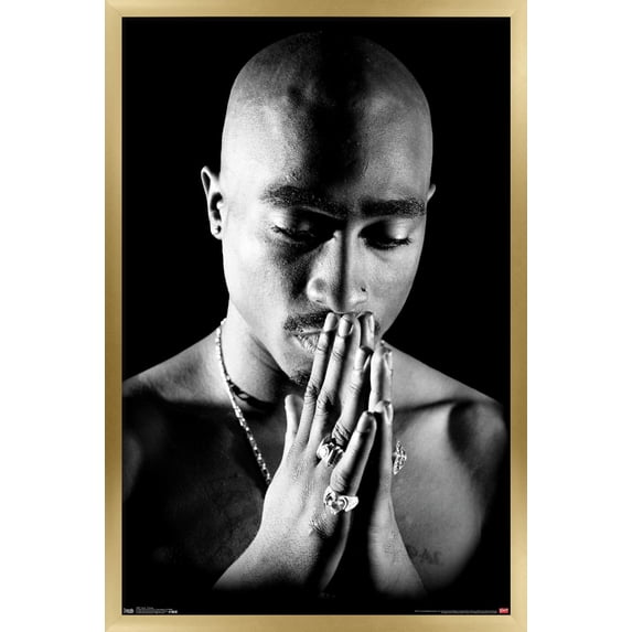 Tupac - Praying Wall Poster, 14.725" x 22.375", Framed