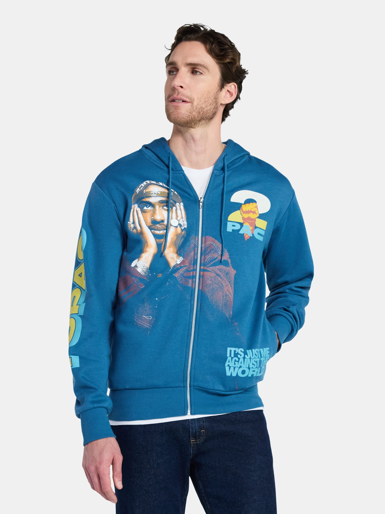 Tupac Shakur Men's and Big Men's Hooded Sweatshirt, Sizes XS-3XL
