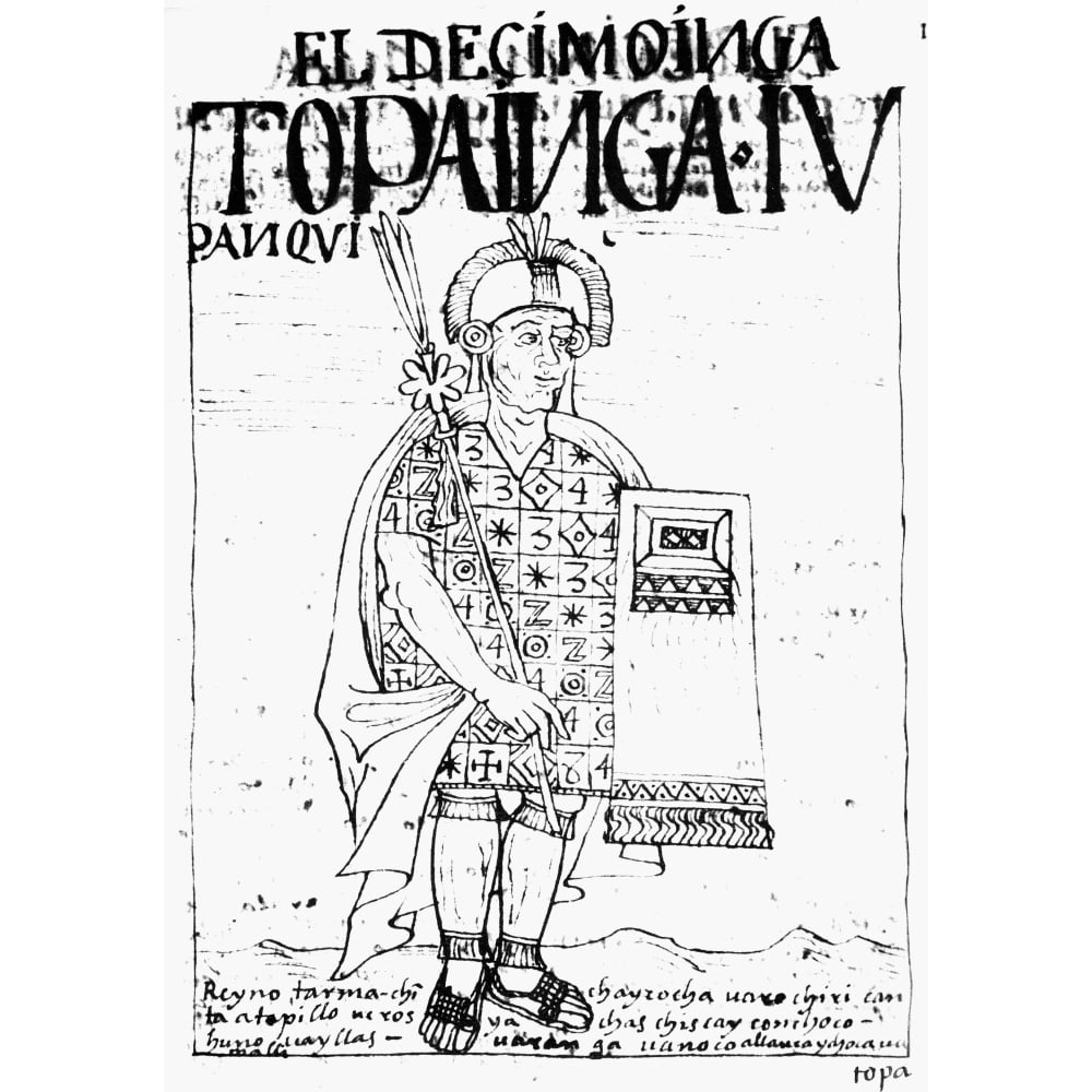 Peru Ruler Tupac Yupanqui. Ntenth Inca Ruler Of Peru. Pen And Ink Drawing From 'El ...