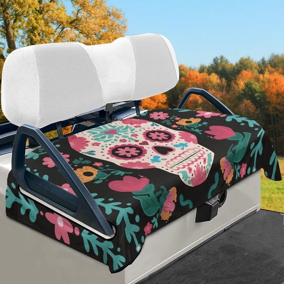 HUIACONG Sugar Skull Golf Cart Seat Covers Non-Slip Easy to Clean Two-Person Golf Cart Seat Covers Comfortable All-Season Protection Golfs Cart Seats Protector for EZGO Yamaha Club Cars